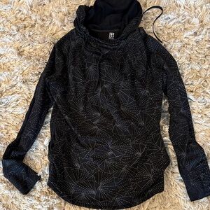 Title Nine Black Hoodie with White Stitchburst Design